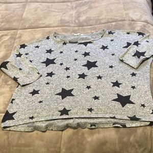 Women's Gray Star Print Pullover Sweatshirt